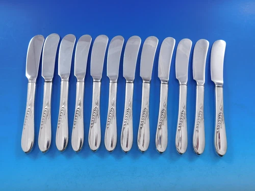 Silver Wheat by Reed and Barton Sterling Silver Butter Spreader HH Paddle Set 12