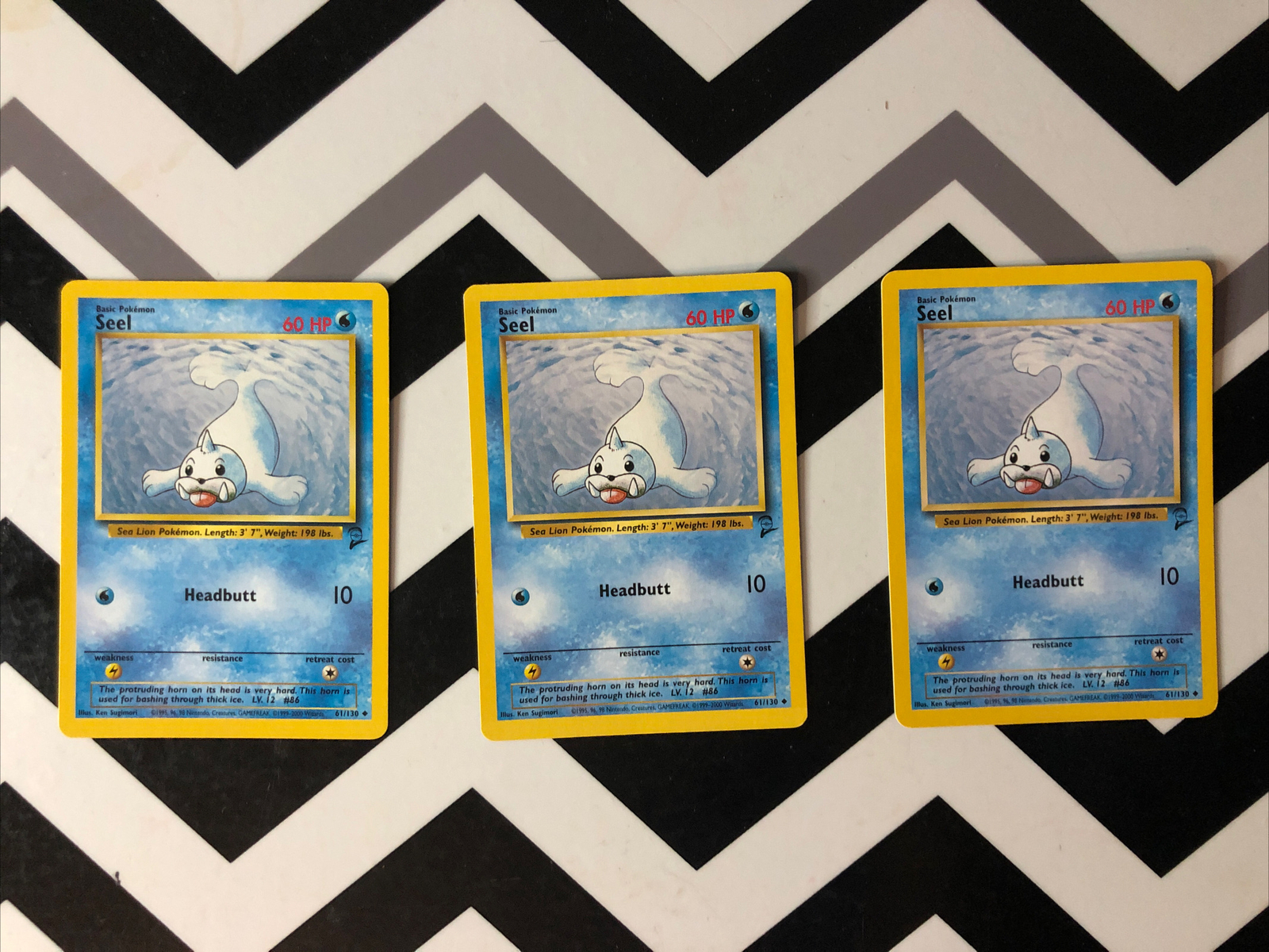 3 SEEL 1999-2000 POKEMON CARD BASE SET 2 - 61/130 - UNCOMMON