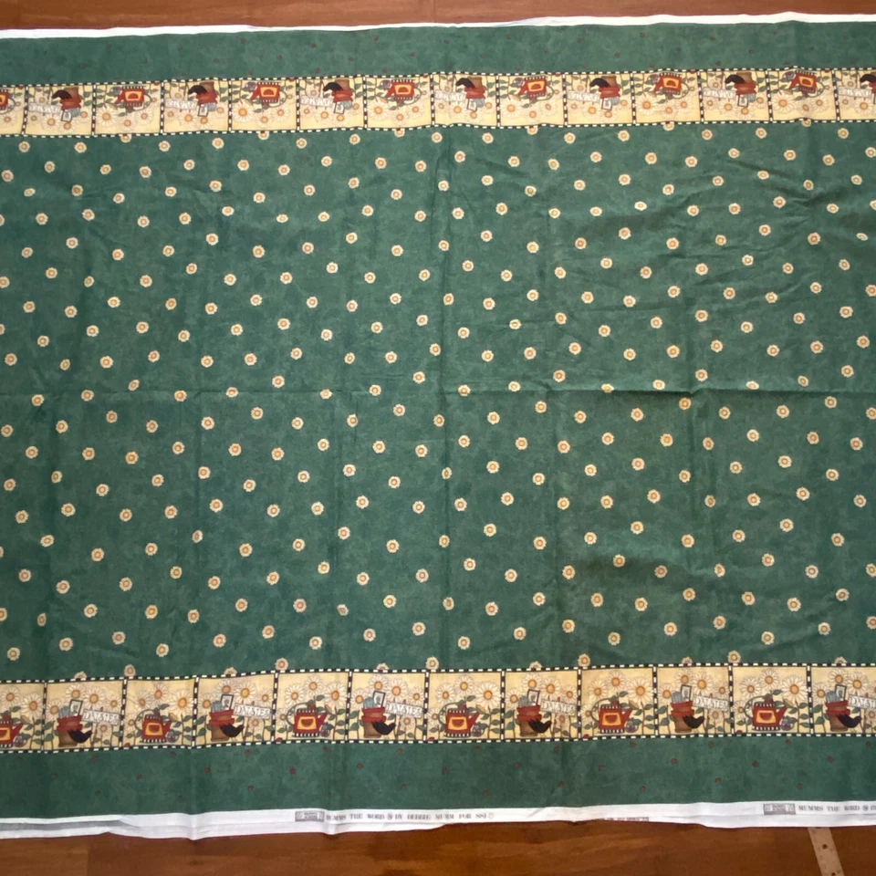 Tela de algodón acolchado verde de doble borde girasol vintage de 2 años Foto 2 de 4