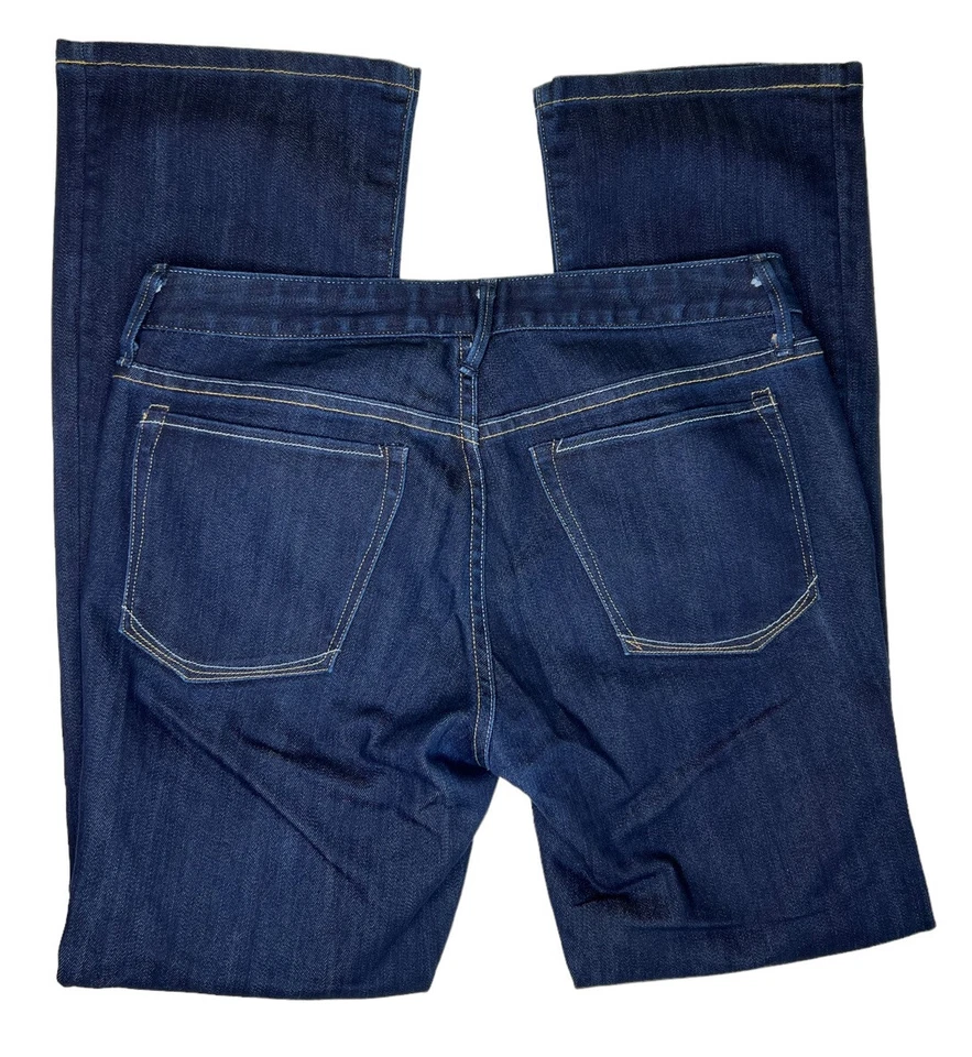 Jeans feminino Earnest costurado Emily com zíper lavagem escura tamanho 28x28 EUA - Imagem 4 de 4