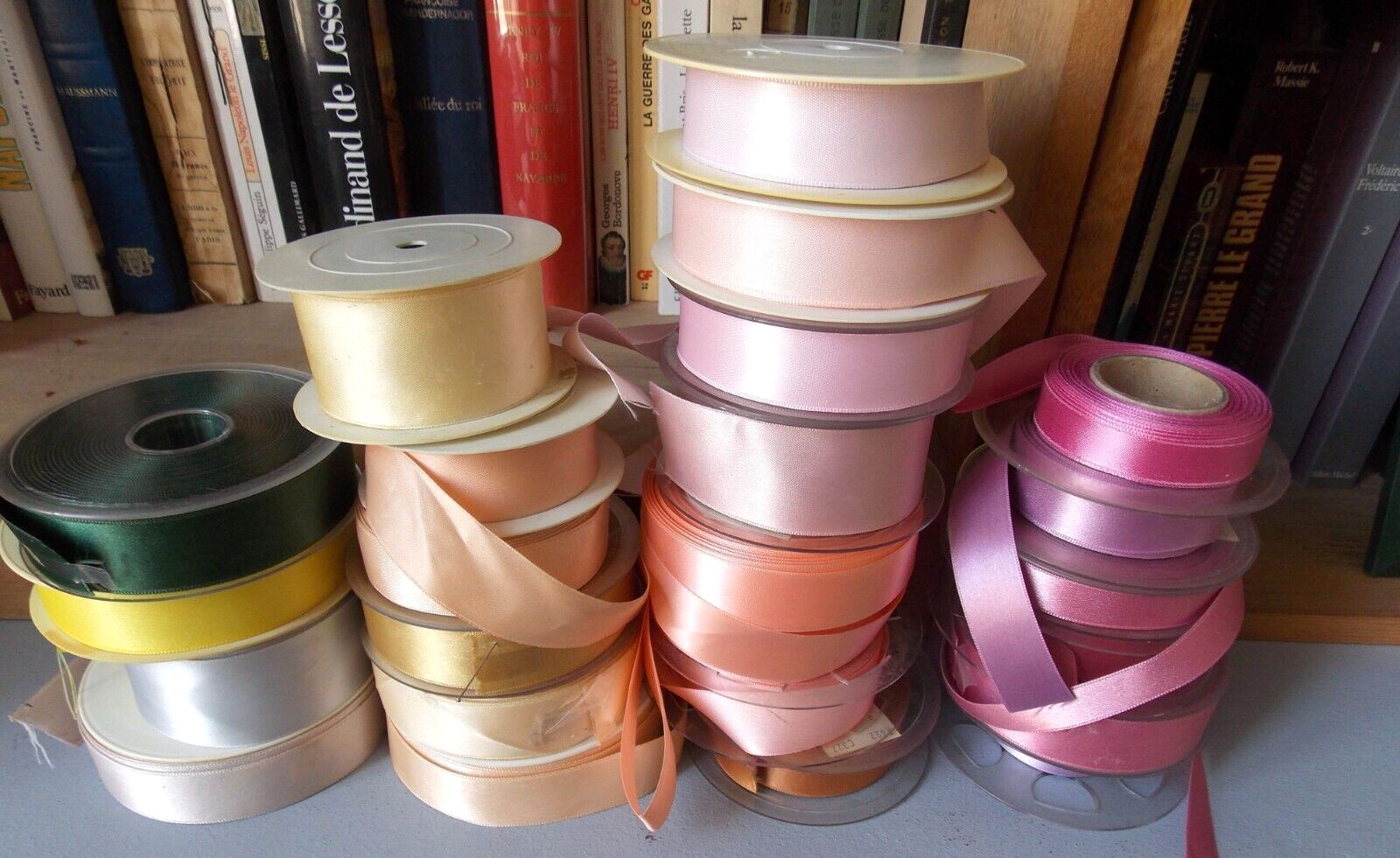 Rubans de satin double face 25 rouleaux ruban mercerie couture scrapbooking loisirs