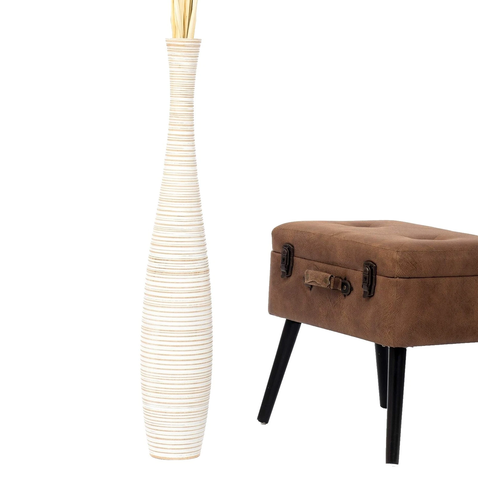 Florero de piso Blanco De madera Jarrones