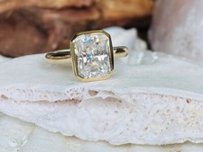 3Ct Emerald Cut Lab-Created Diamond Women's Wedding Ring 14K Yellow Gold Plated