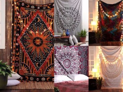 Indian 5 pcs lot Mandala Tapestry Wall Hanging Decor Bohemian Hippie Queen Throw
