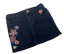 babyGap 3T 3 Years Embroidered Flower Skirt Dark Blue Denim Baby Gap