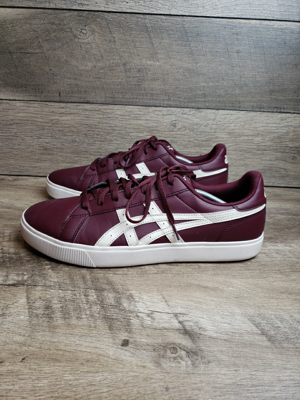SAOLA Scarpe ASICS in pelle sintetica marrone con righe bianche stile sportivo taglia 13 uomo