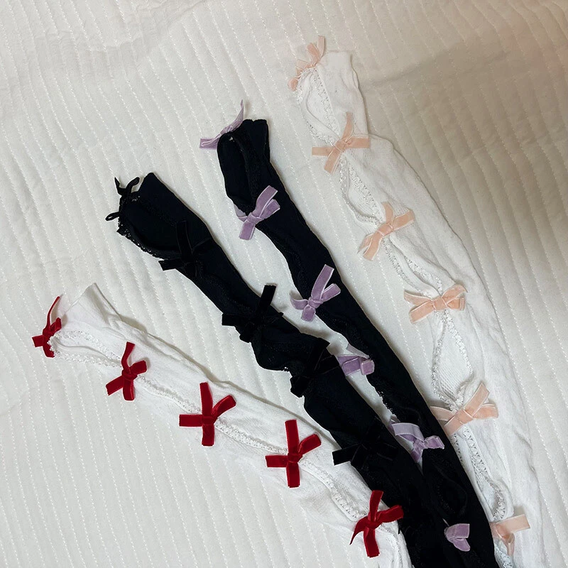 UK Lolita Mädchen Hohl Out Handschuhe Schleife Spitze Schal Arm Tanz Fingerlose - Bild 4 von 4