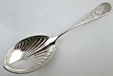 Whiting Sterling Silver Scalloped Shell Casserole Spoon ANTIQUE LILY ENGRAVED