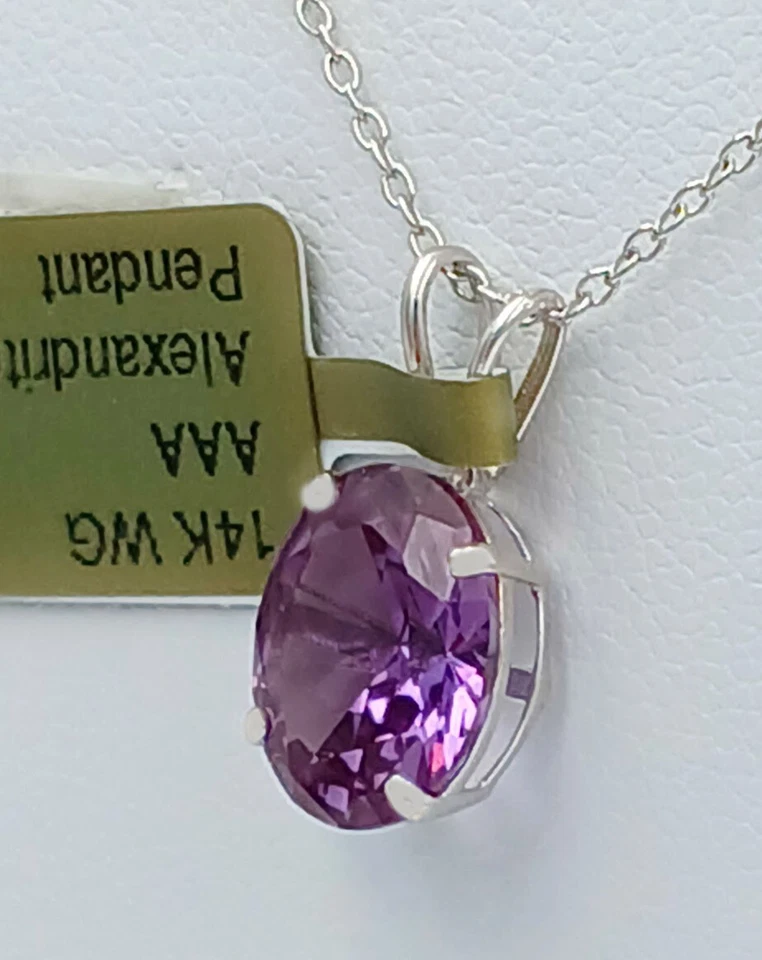 COLGANTE ALEJANDRITA ORO BLANCO 14k CAMBIO COLOR 3,75 Cts - Nuevo con etiquetas - Hecho en EE. UU. Foto 3 de 4