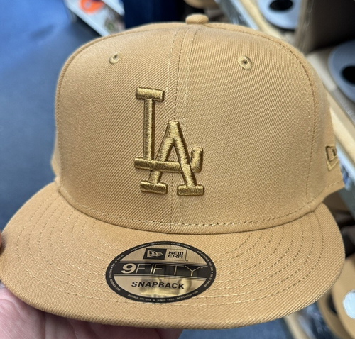 New Era Los Angeles Dodgers 9Fifty SnapBack Hat Cap Brown Khaki GOLD LA