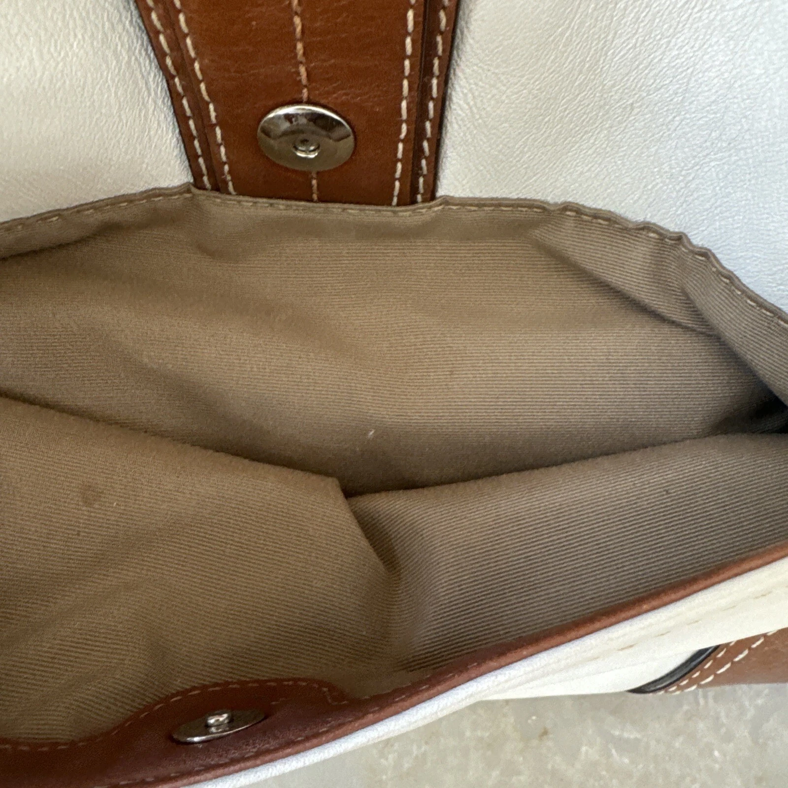 Borsa Coach Hampton Bay avorio marrone bordo vera pelle 2007 classica