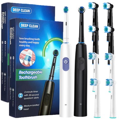 Rotating Electric Toothbrush for Adults, USB Rechargeable, Smart Timer, 5 Modes