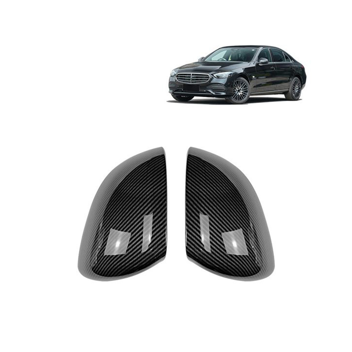 Car Carbon Fiber Side Door Rearview Cover Trim for Mercedes C Class