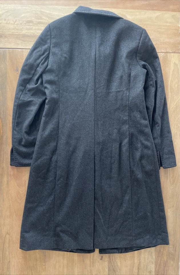 Bloomingdales 100% 羊绒风衣女式 8 码黑色长孔雀奢华 — 第 2/4 张图片