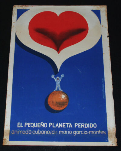 1990 Affiche originale de film sérigraphique cubaine "Planète perdue" enfants design graphique - Photo 1/7