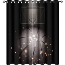 Sports Theme Basketball Blackout Curtains for Bedroom,Cool Basketball Court G...