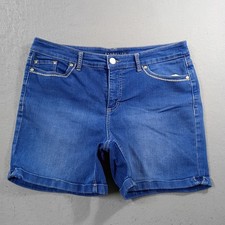 Bandolino Shorts Womens 12 Mandie Bermuda Mid Rise Denim Jean Stretch Blue
