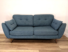 SOFA 3 Seater French Connection Zinc Teal Fabric Removable Cushion FREE DELIVERY