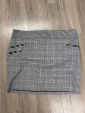Ashley Stewart Skirt Womens 24 Gray Plaid Hi-...
