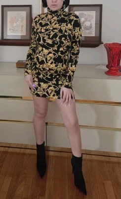 NWT! Alice + Oliva Delora Filigree Print Turtleneck Minu Dress  - Size 4