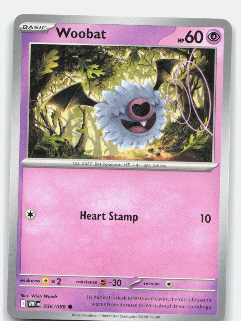 Pokemon TCG Woobat 036/086 SV: White Flare NM