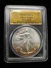 2014 $1 Silver Eagle First Strike Gold Foil Label MS70 PCGS~ L👀K SHIPS FREE