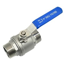Stainless Steel 304 Full Port Ball Valve with Blue Vinyl Handle, NPT Male x