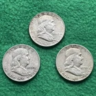 Franklin Half Dollar Lot of 3 - 90% Silver - Wise Intrinsic Silver!