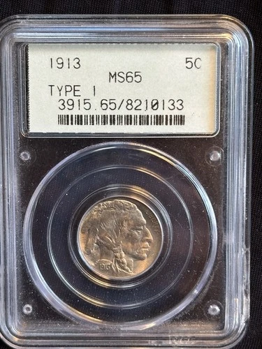 1913 Buffalo Indian Head Nickel 5c Type 1 PCGS MS65