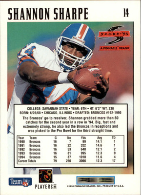 1995 Score #14 Shannon Sharpe - NM | eBay