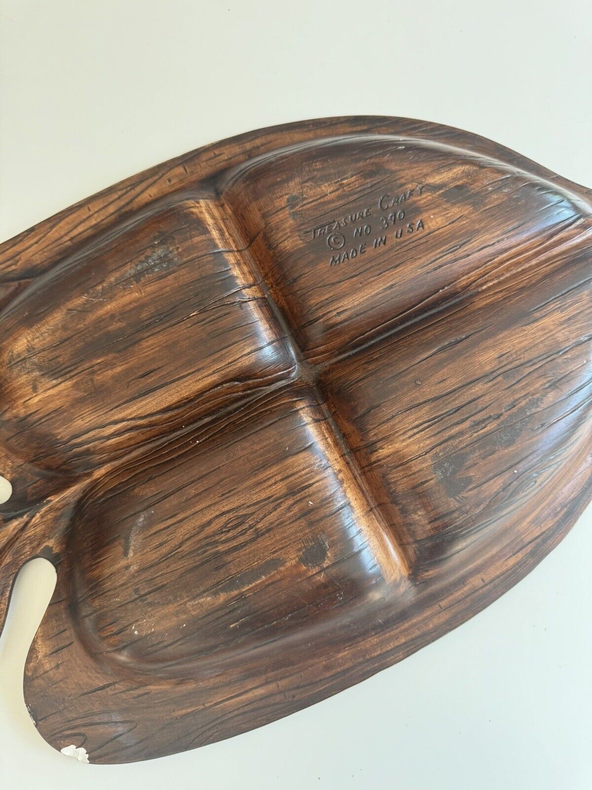 Fish Platter Vintage MCM Treasure Craft Large Sectioned Orange Brown Yellow EUC