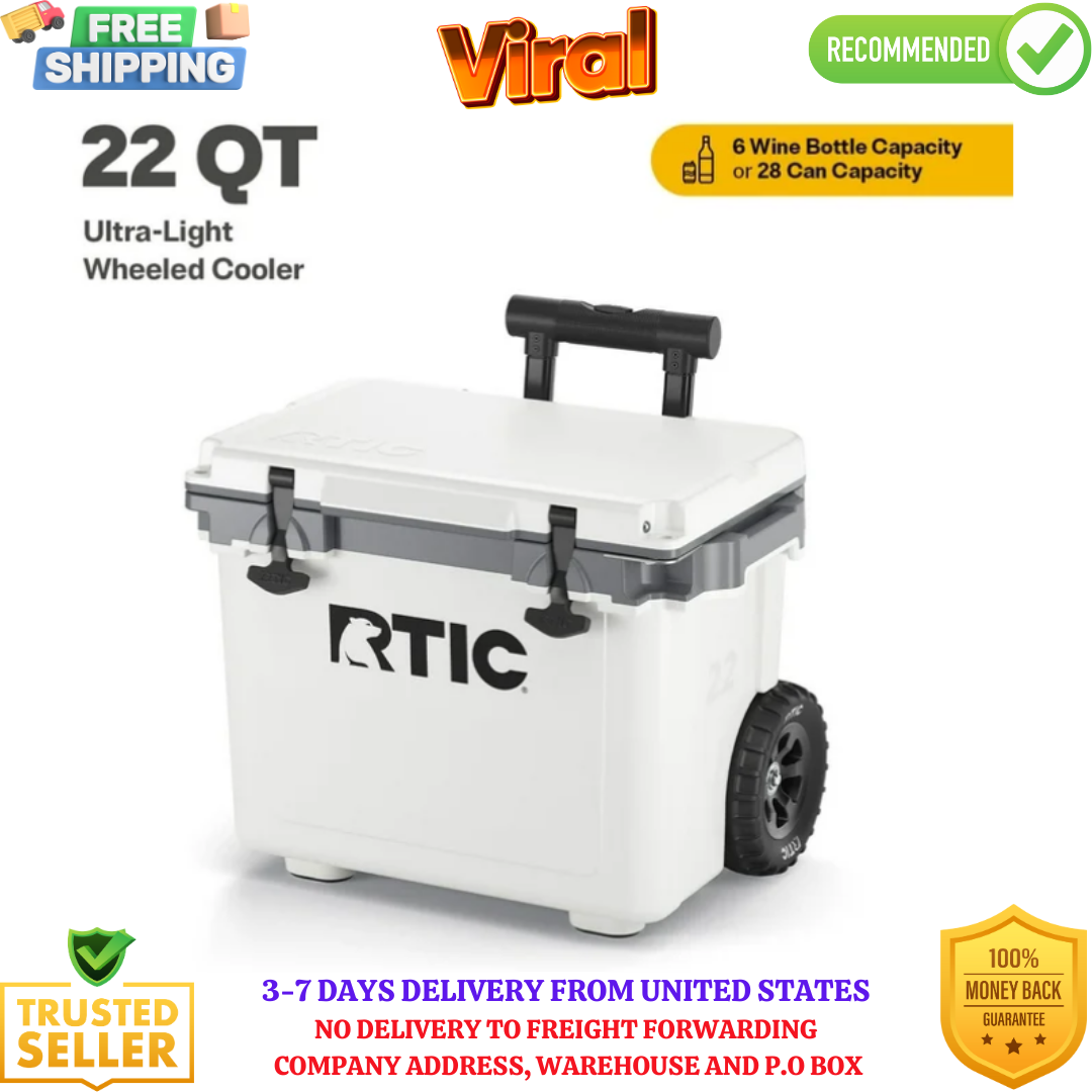 RTIC 22 QT Ultra-Light Wheeled Hard-Sided Ice Chest Cooler, Fits