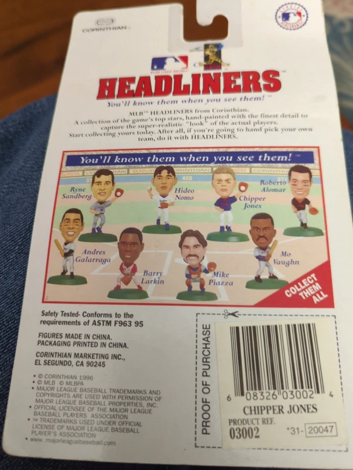 DS 1996 MLB Corinthian Headliners Chipper Jones Atlanta Braves - Image 3 of 4