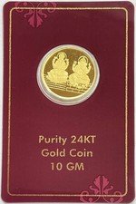 GOLD 10 GRAMS 999.9 FINE 24KT INDIA HINDU VISHNU & GANESHA SEALED ROUND 5132.07 per troy oz