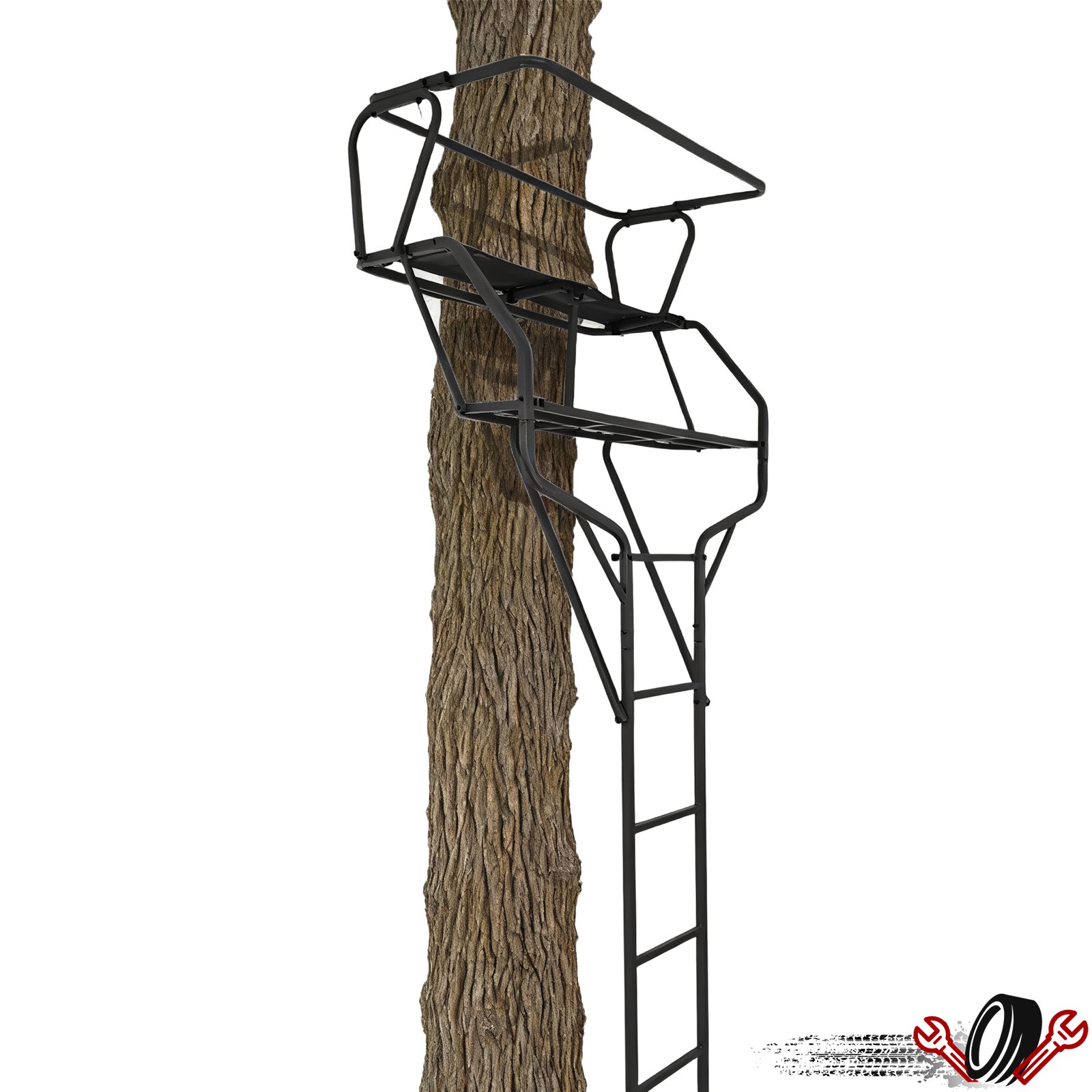 500lb 18ft 2-Man Seat Ladder Tree Stand Steps Elevated Climbing for Deer Hunting