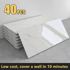 20/40pcs Shower Wall Panels Peel and Stick,Marble Wall Panels for Interior Decor
