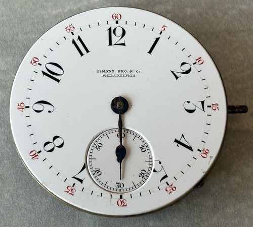 Antique Vintage Simons Bro. & Co. Pocket Watch Face For PARTS Only.