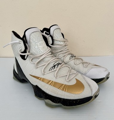 Nike LeBron 13 Elite White Gold Black 831923-170 Mens Size 15 US 49.5 EUR EUC