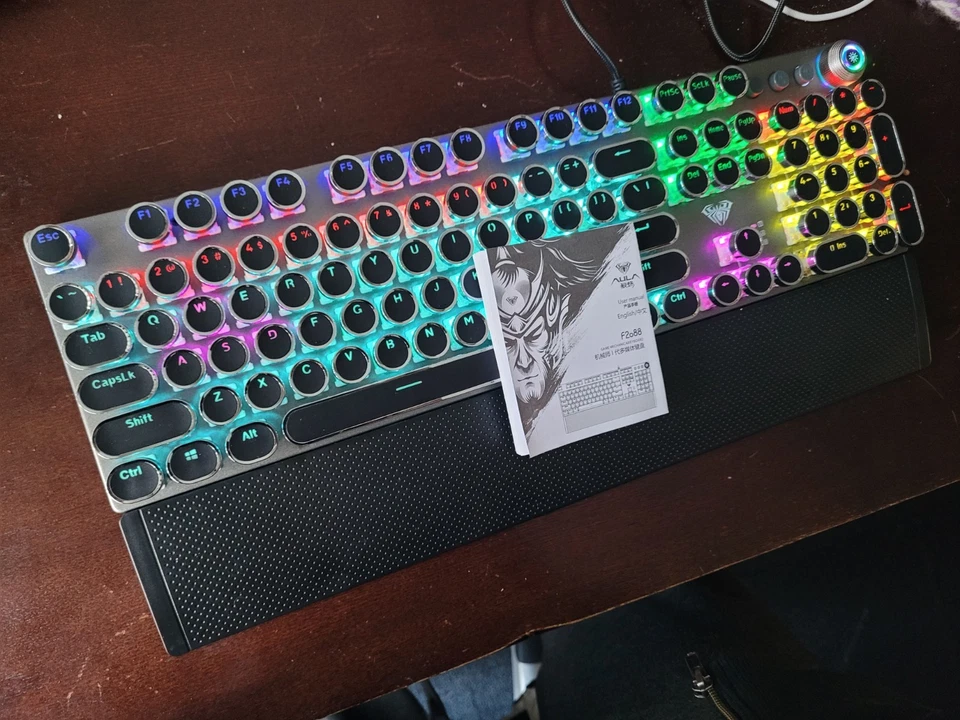 AUAL Typewriter Style F2088 Game Mechanical Keyboard USB Wired - Image 2 of 4