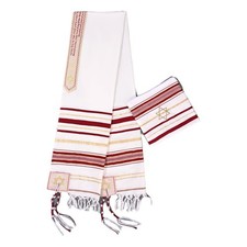 Red Tallit Prayer Shawl female Christians jewish cloth scarf by Israel 