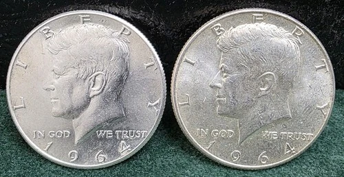 Lotof Two (2) 1964 Kennedy Half Dollars, XF/AU Condition, 90% Silver Gems!