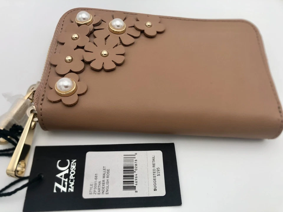 NWT ZAC Zac Posen Eartha Indexer Floral Applique Leather Wallet - Ladies - Image 2 of 4