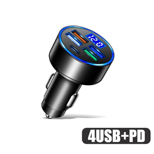 4 Ports USB PD Phone Car Charger Adapter LED Display Fast Charging Accessories - Photo 3 sur 10