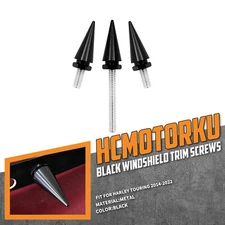 3x Black Spike Windshield Windscreen Bolts For Harley Street Electra Glide 14-25