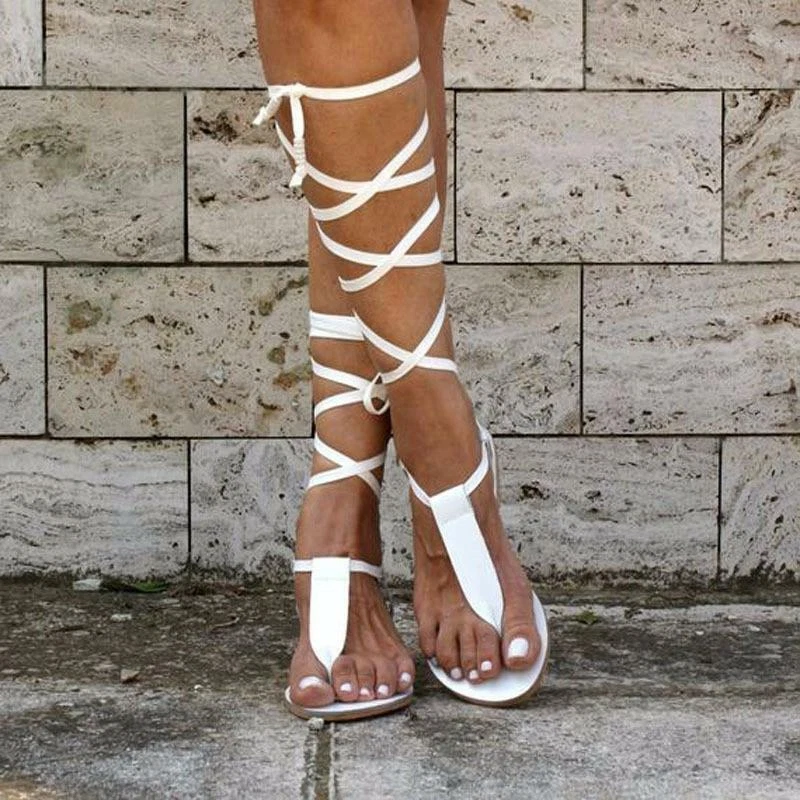 White thigh sale high gladiator sandals