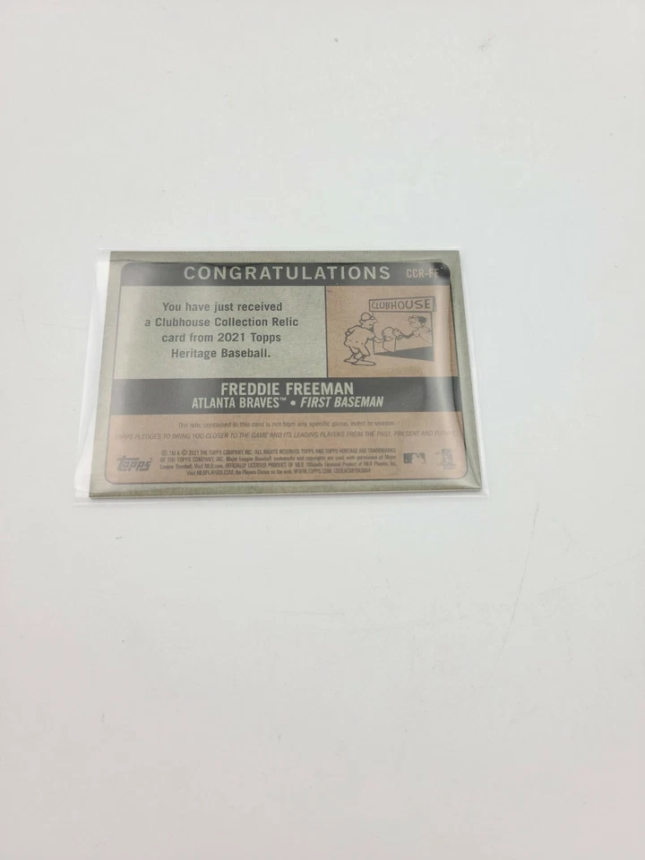 Freddie Freman 2021 Topps Heritage Clubhouse Collection Game Used Braves - Image 2 of 2