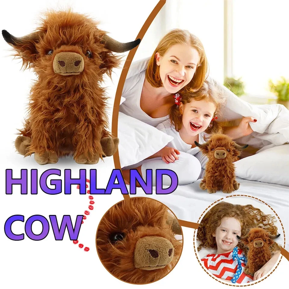 Highland Cow Toys Plush Dolls Soft Teddies Scottish Kids Toddler Cute Scotland - image 3 of 4