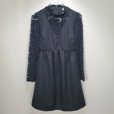 Asos Maternity Lace Sleeves Mockneck NWT Sz 2 Dress Black Short