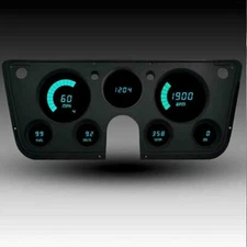 1967-1972 GM/Chevy Truck LED Direct Replacement Gauge Cluster, Teal LEDs