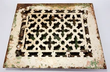 ANTIQUE CAST IRON VICTORIAN HEAT GRATE VENT FLOOR REGISTER WORKS 9-3/4" X 7-7/8"